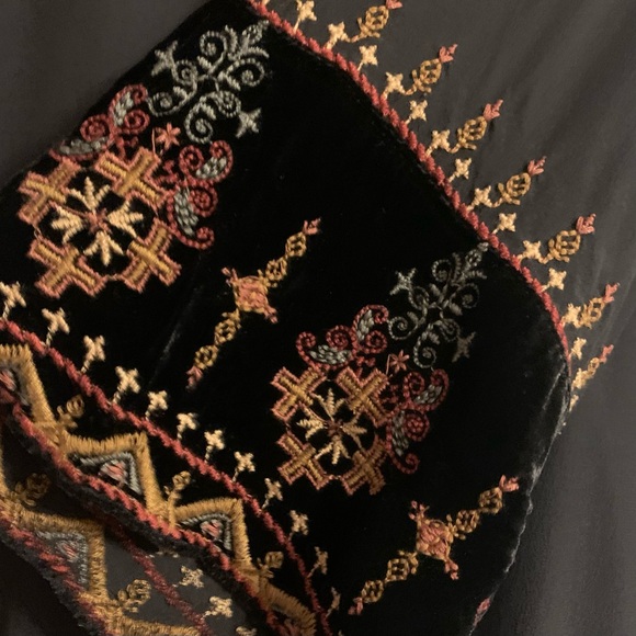 JOHNNY WAS VIKA EMBROIDERED boho SILK velvet blouse L - Picture 10 of 15